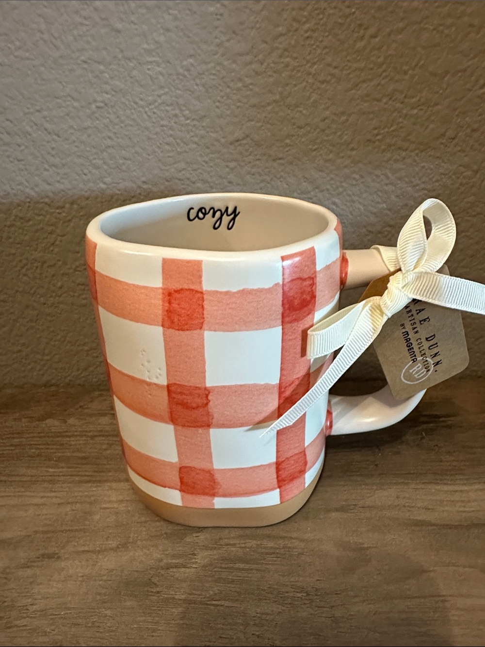 Rae Dunn Cozy Orange Plaid Mug